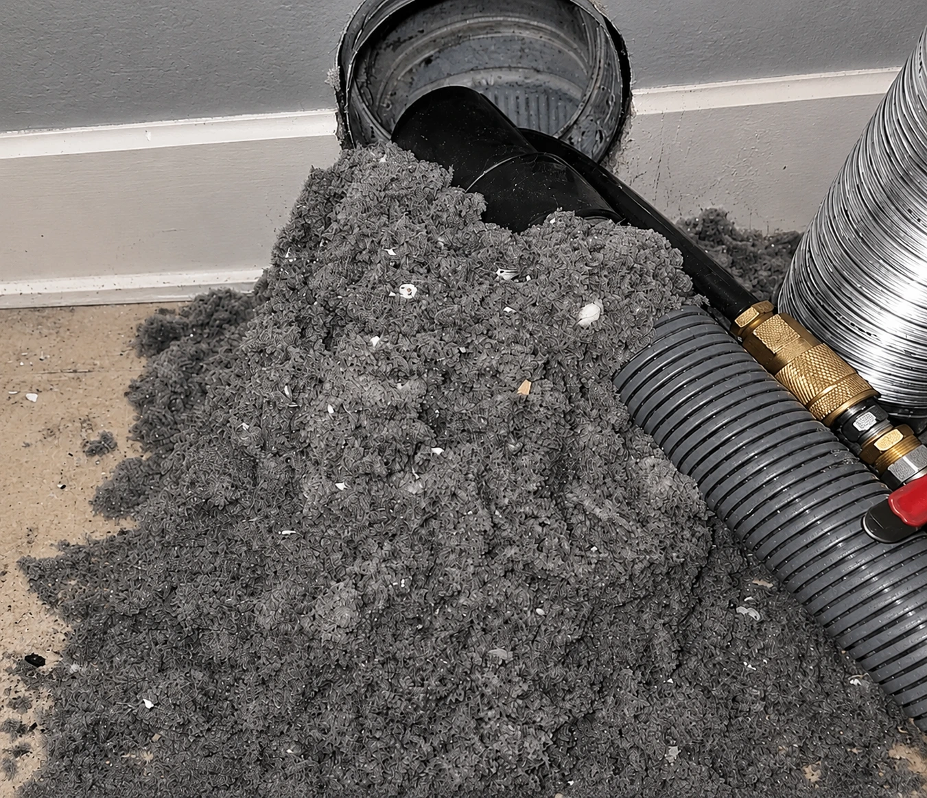 Large amount of lint removed from a dryer vent system
