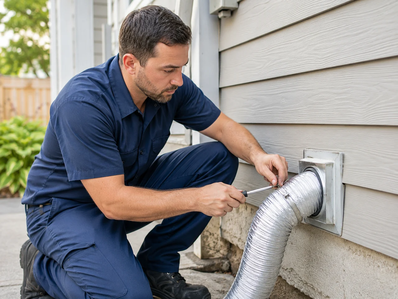 Final connection check after dryer vent repair or installation work