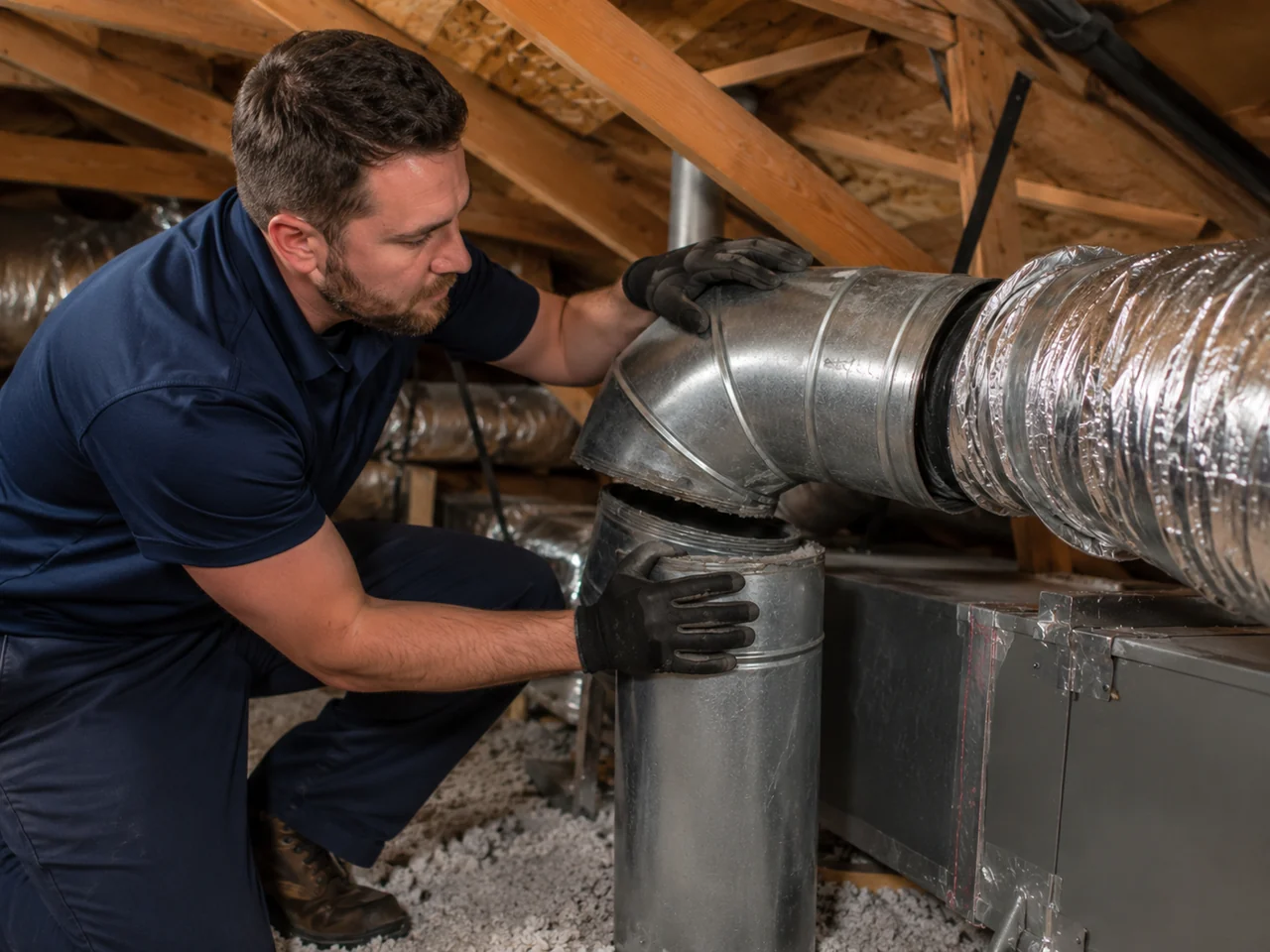 Example of a home air duct connection issue that may need repair