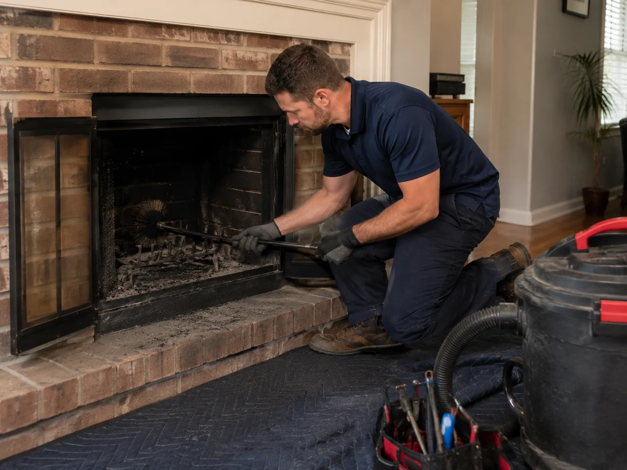 Example of chimney service work inside a home