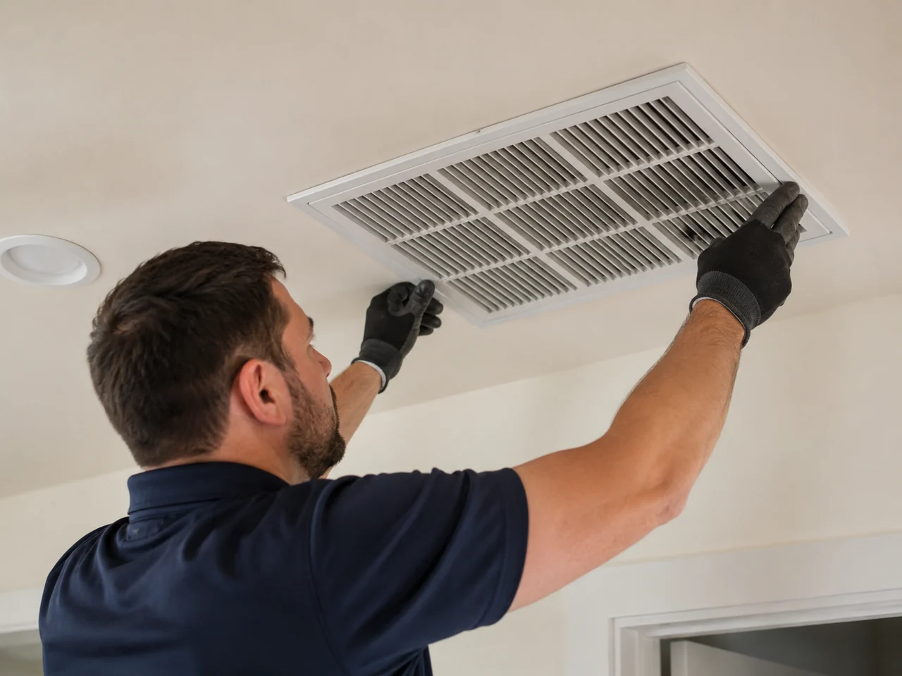 Close-up example of a clean home air vent after service