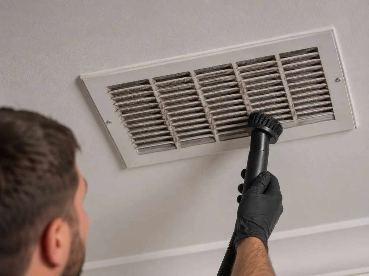 Example of a dirty air vent that may need cleaning or repair attention